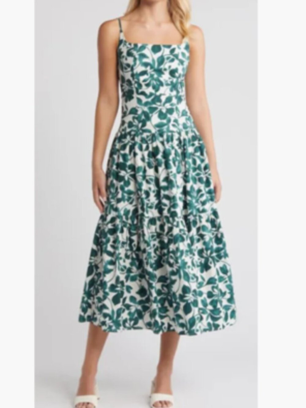 PETITE SIZE DRESS FLORAL TIERED COTTON by STUDIO ONE NEW YORK NWT